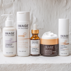 A range of Image Skincare products displayed for a skincare routine.