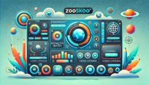 Zooskooñ, a digital learning platform with interactive features and modern design.