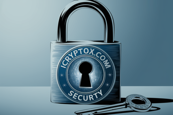 Secure digital platform interface illustrating iCryptox.com security measures for safe cryptocurrency transactions.