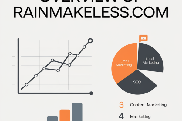 Overview of Rainmakerless.com, showcasing its business growth, lead generation, and marketing solutions