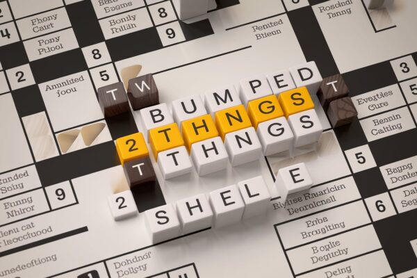 Crossword puzzle grid with the clue "Bumped Things" highlighted