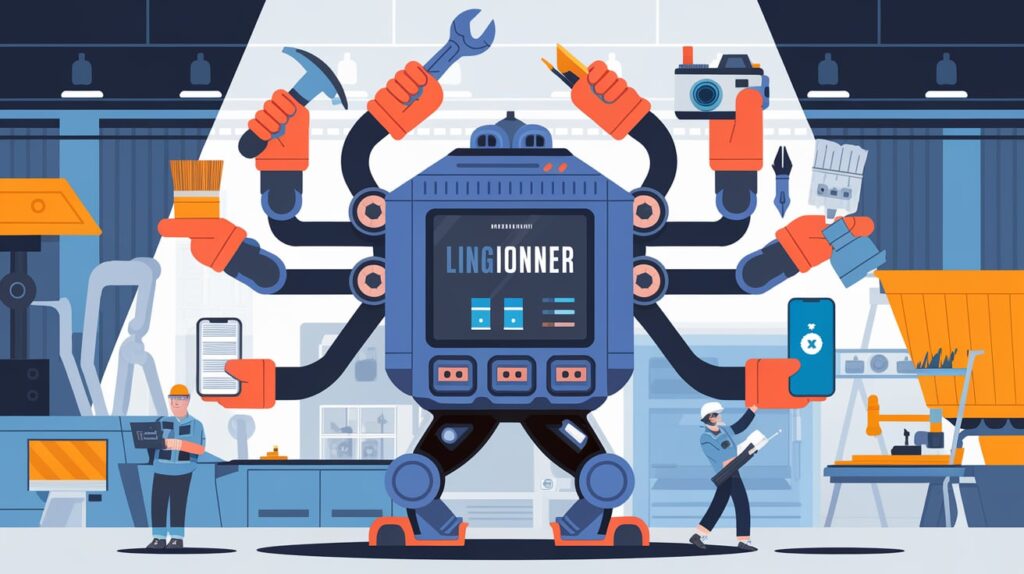 Lingionner concept illustration with symbolic connections to its diverse applications