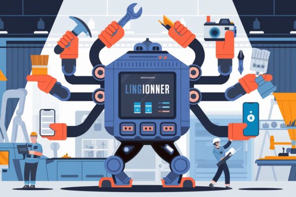 Lingionner concept illustration with symbolic connections to its diverse applications